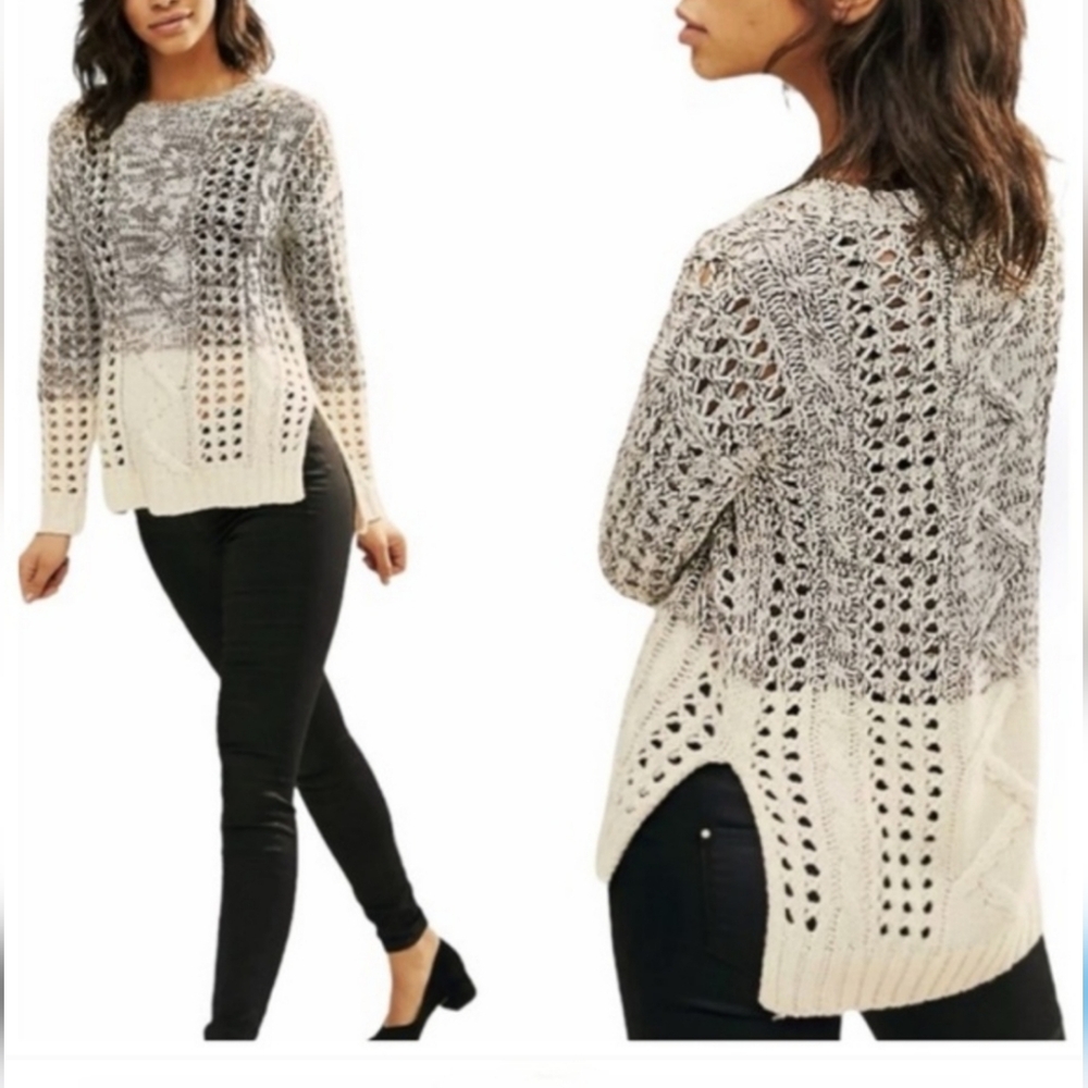 Dex cable knit wool blend long sweater
